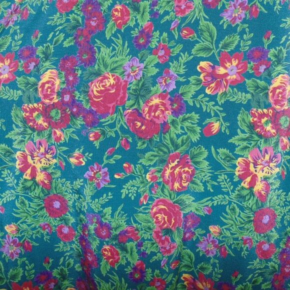 LESLIE FAY Dress, 10, Green Floral, Belt, Short Sleeves, Career, Poly, VINTAGE - Picture 10 of 16